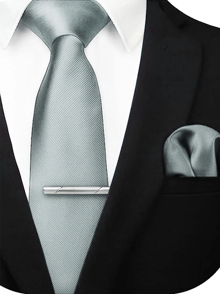 JEMYGINS Solide Grün Blau Männer Mode Krawatte Taschentuch Krawatte Clip für Smoking Zubehör Klassische Seide Luxus Krawatte für Mann Geschenk – Detail 21