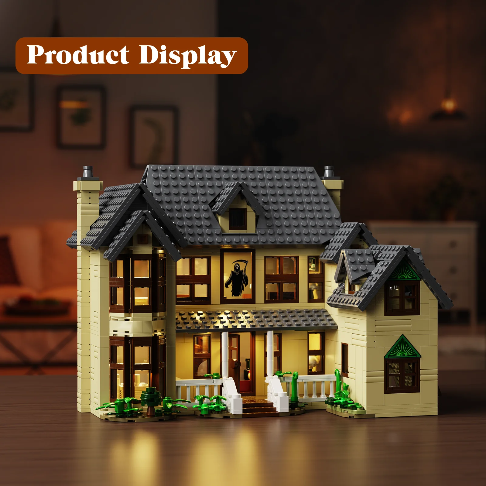 Horror House Building Block Set, Scary Movie Haunted House Model Halloween Decoration Gift for Film Fans Man(1275Pcs)