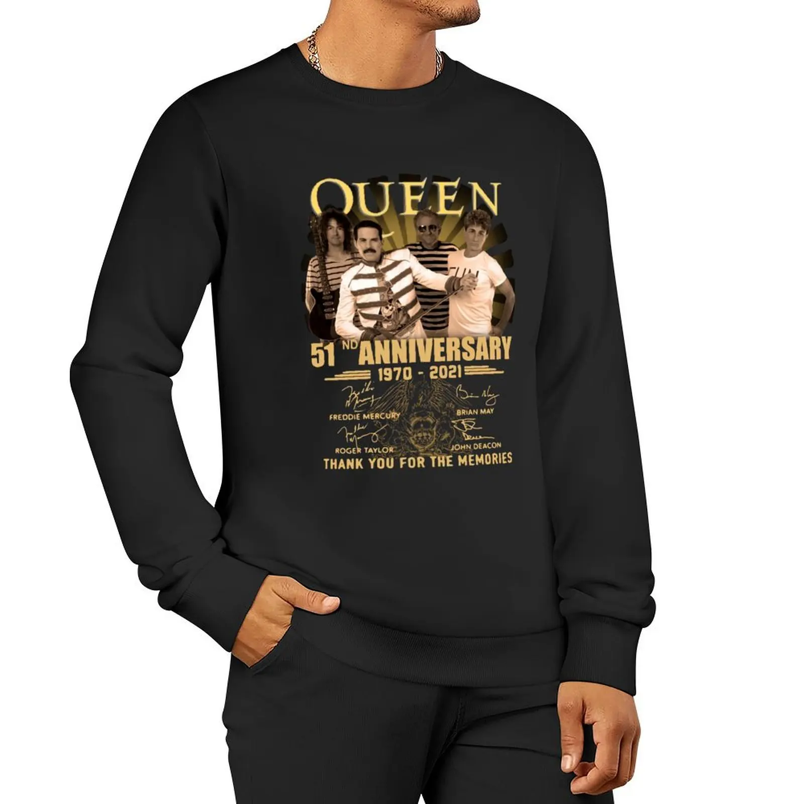 Queen 51nd anniversary 1970-2021 thank you for the memories signatures shirt Pullover Hoodie autumn sweatshirt for men