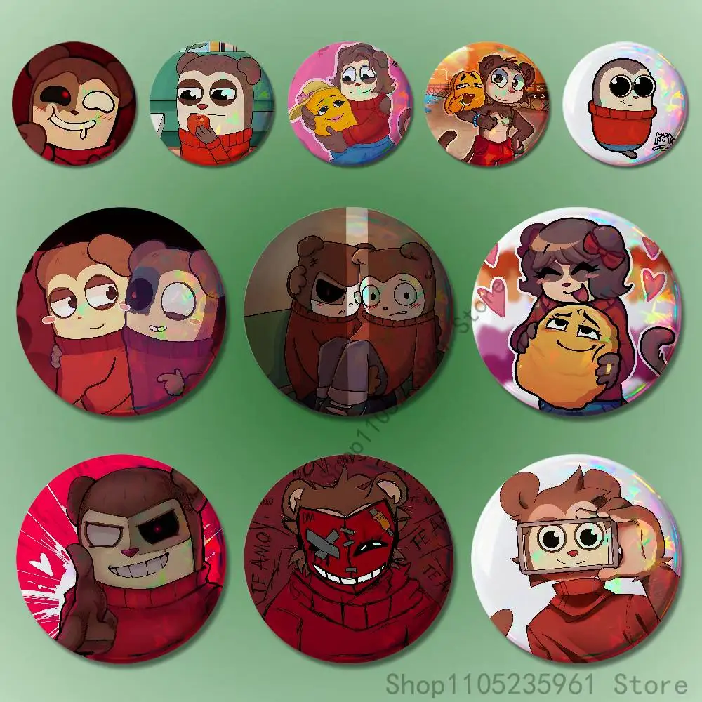 

M-Max D-Design P-Pro Monkey Pin Tinplate Round Brooch Cosplay Nijigen Otaku Culture Badges 58mm 44mm 32mm 75mm 25mm