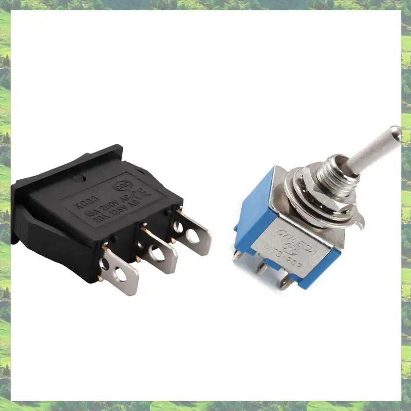 A59Z-2PCS 3 Pin SPDT ON-OFF-ON 3 Position Snap Rocker Switch With 6 Pin DPDT On/On 2 Position Mini Toggle Switch Blue