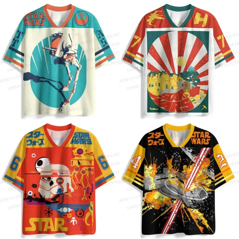 Star Wars 3D Print Jersey T-shirt Unisex V-neck Short Sleeve Tops Retro Streetwear AT-AT Graphic Tee Casual Summer Sports Shirts