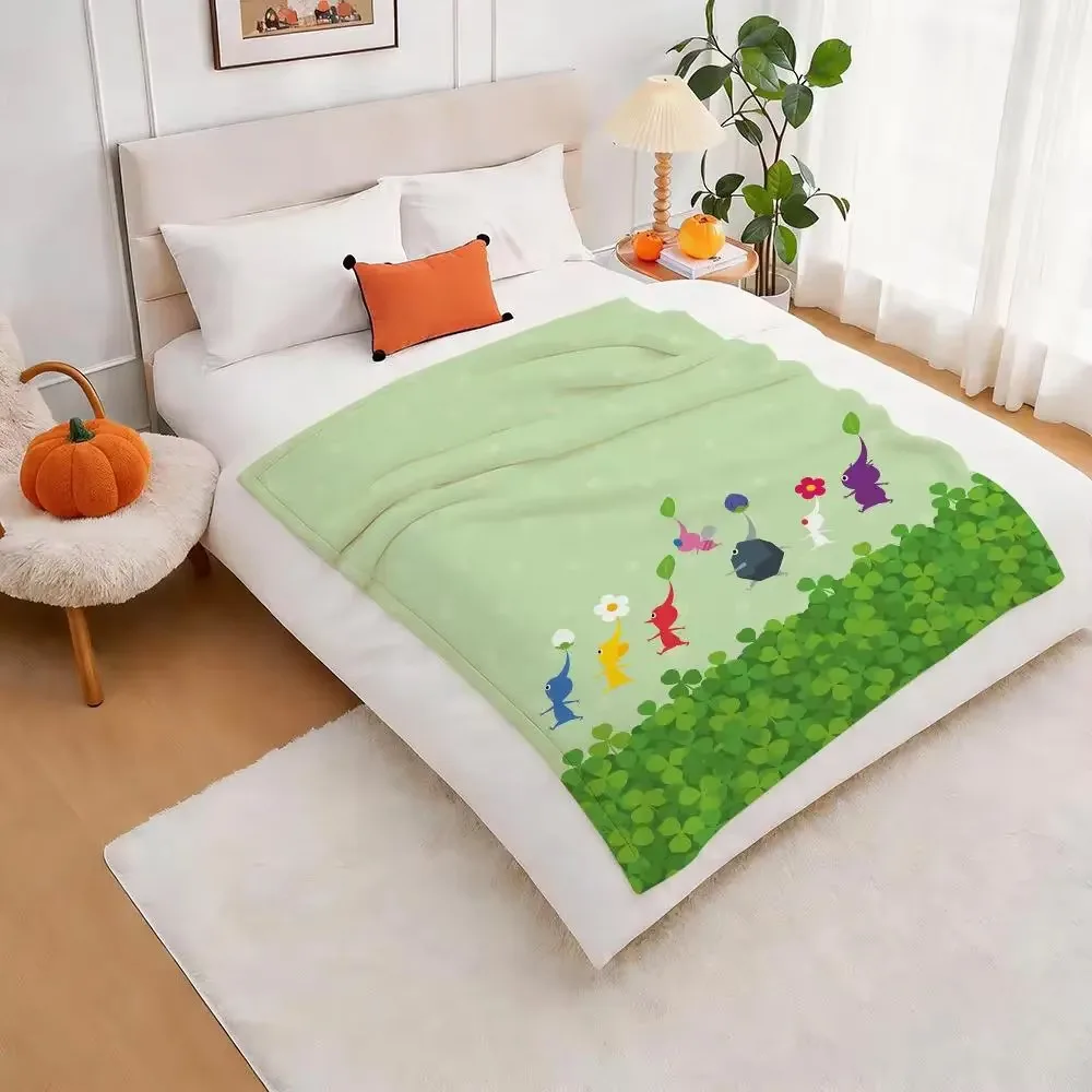 Pikmin Cartoon Game Plush Fleece Blanket 240g Ultra Soft Skin Friendly Lightweight For Summer Cooling Couch Bed Home Decor Gift
