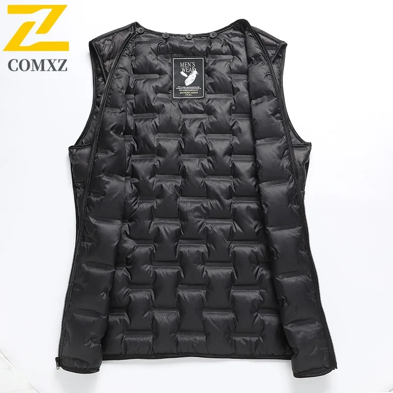 COMXZ Premium Men Wool Jacket Mid Length Business Casual Trench Coat 2025 New Korean Style Detachable Down Lining Wool Outerwear