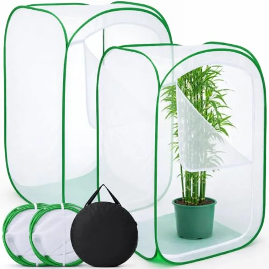 

2 упаковки сетчатых чехлов для растений 35 x 35 x 59 дюймов, сетчатые клетки для томатов, садовые палатки для защиты растений от насекомых и животных на открытом воздухе