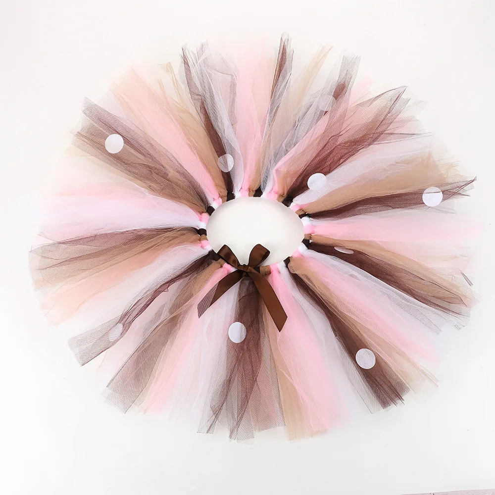 Girls Deer Tutu Skirt Fluffy Birthday Party Baby Girl Tutu Kids Dance Tulle Skirt Girls Christmas Deer Costume Antler Headband