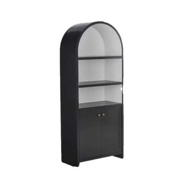 

American solid wood bookcase light luxury, wine cabinet Nordic side cabinet, French retro arched decorative cabinet