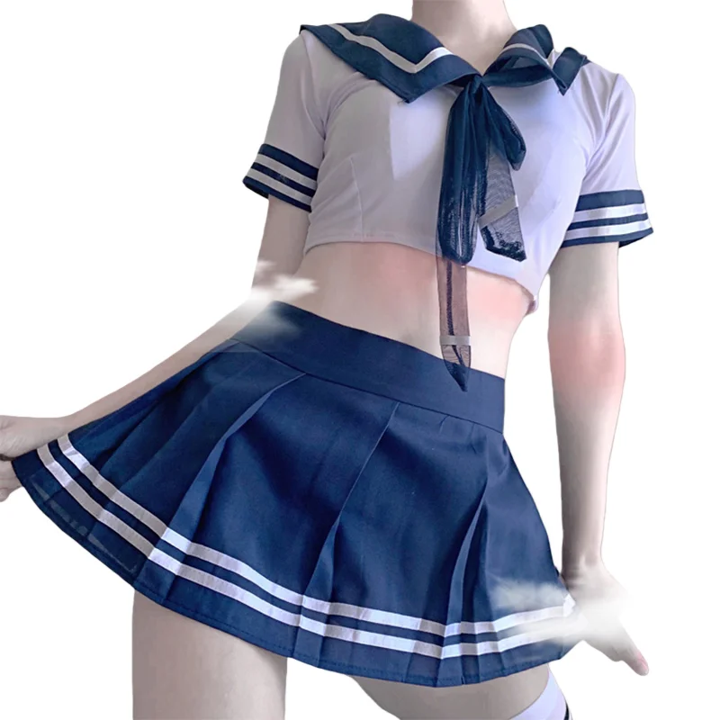 

18 + эротическое нижнее белье, косплей, комплект нижнего белья, сексуальный костюм школьницы, кавайная женская форма, искушение, кружевная мини-юбка JK + топ с бантом