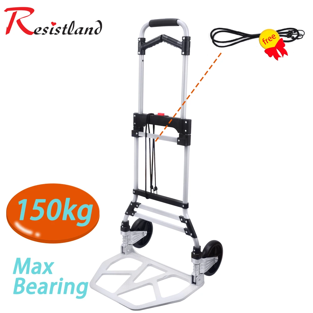 150KGS Bearing Foldable Trolley Cart for Luggage  Aluminum Collapsible Portable Fold Up Dolly for Travel Shopping