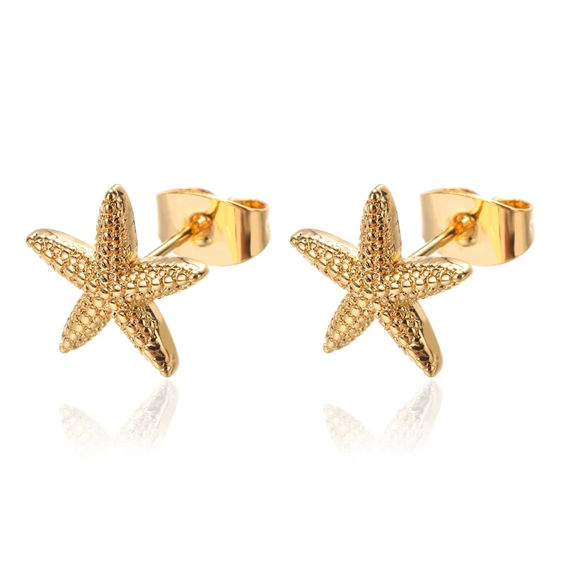 Vintage Summer Starfish Stainless Steel Stud Earrings For Women Simple Star Shell Earrings Stud Ocean Party Jewelry Gift 2024