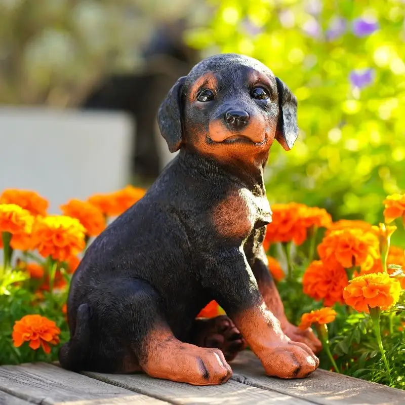 

Декоративная фигурка черной собаки из смолы в позе приседа, украшение для гостиной, скульптура для дома, сада, двора, Y760