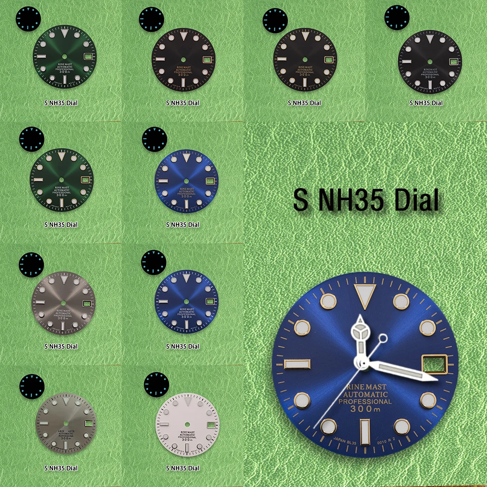 S Logo Dial 28.5mm MAR SUN NH35 Dial Suitable for NH36 Movement Ice Blue Luminous Quality Delicate Watch Modification Accessorie
