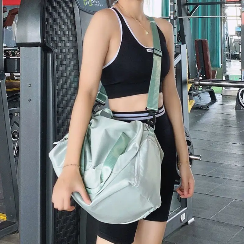 New Green and Black Fitness Bag, Dry Wet Separation Waterproof Training Bag, Large Capacity Swimming Handbag Crossbody Bag