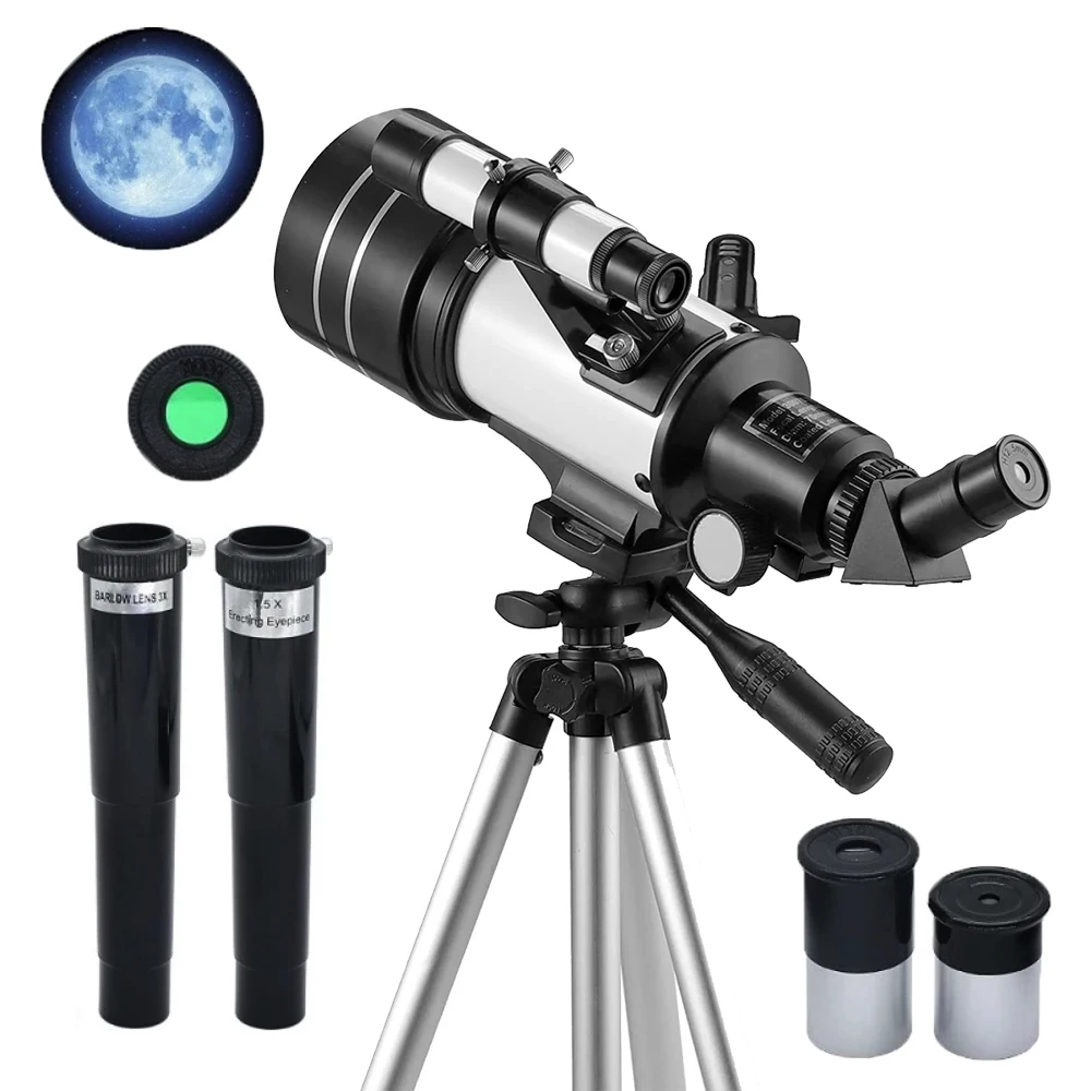 

Ponbos Professional Astronomical Telescope 70mm Eyepiece 150X Powerful Monocular Night Vision Telescope for Camping with Tripod