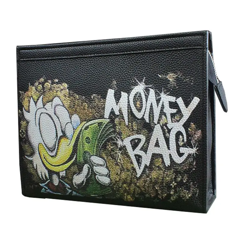 MINISO Disney Money Bag Donald Duck Handbag Clutch Bag Men and Women Soft Leather Real Personality Clip Bag 2023 New