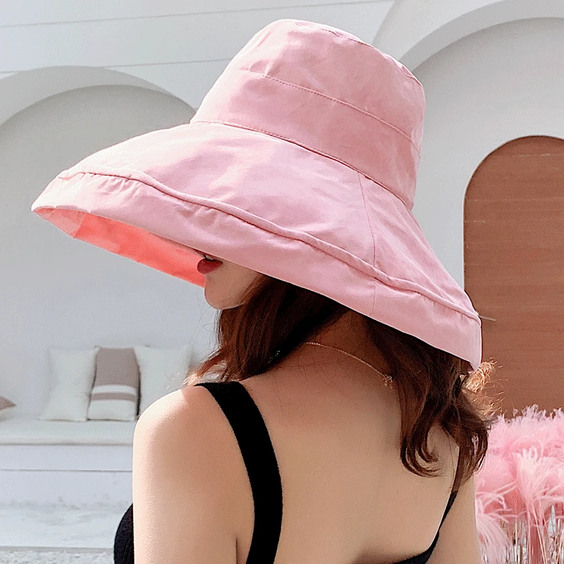 K34 hats for women travel bucket hat outdoor bucket hat ladies fashion big brim sports sun hat summer beach sun protection hat