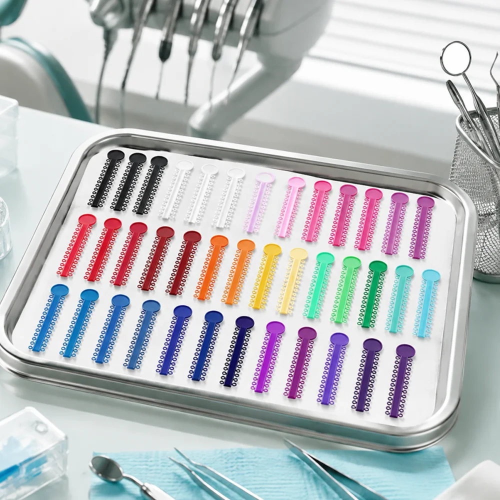 Mehrfarbige orthodontische elastische O-Ring-Gummibänder, mehrfarbige zahnärztliche Ligatur-Gummibänder, orthodontisches Ligaturring-Set - O-Ring-Zahnligaturringe für orthodontische Behandlung und Zahnspangen, 48 Farbe – Detail 13