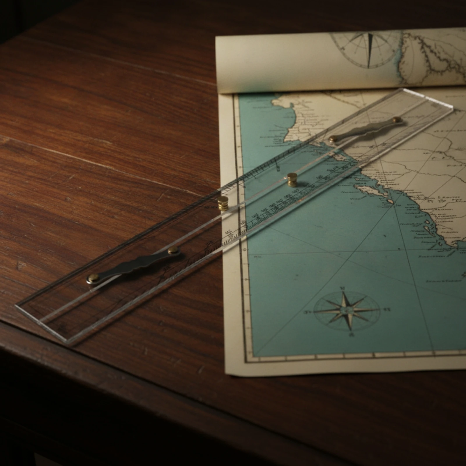 Navigation Parallel Ruler Anti-Slip Parallel Ruler with Brass Links Drafting Tool Sturdy Stable for Navigators, Chart Plotting