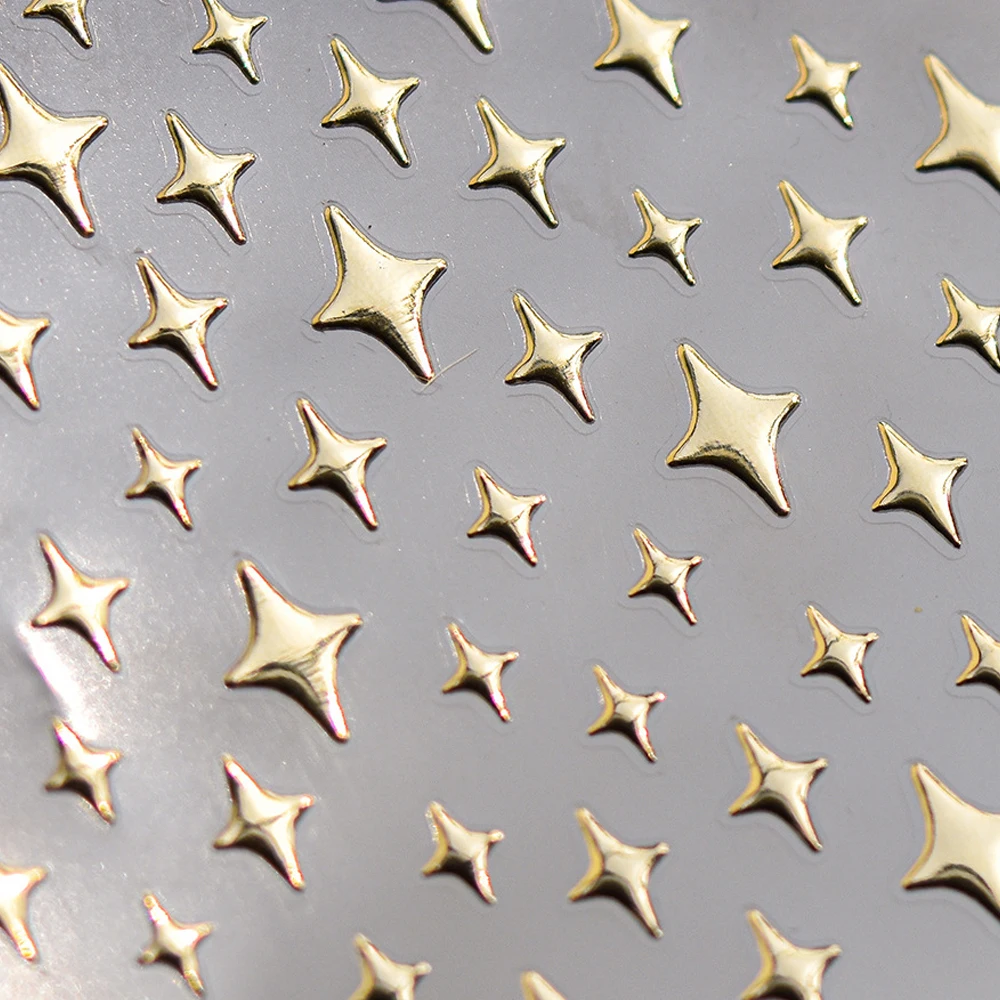 Shiny Red Stars 5D Nail Art Sticker Metallic Shimmering Glitter Five Pointed Star Self-Adhesive Decoration Manicure Decal DIY
