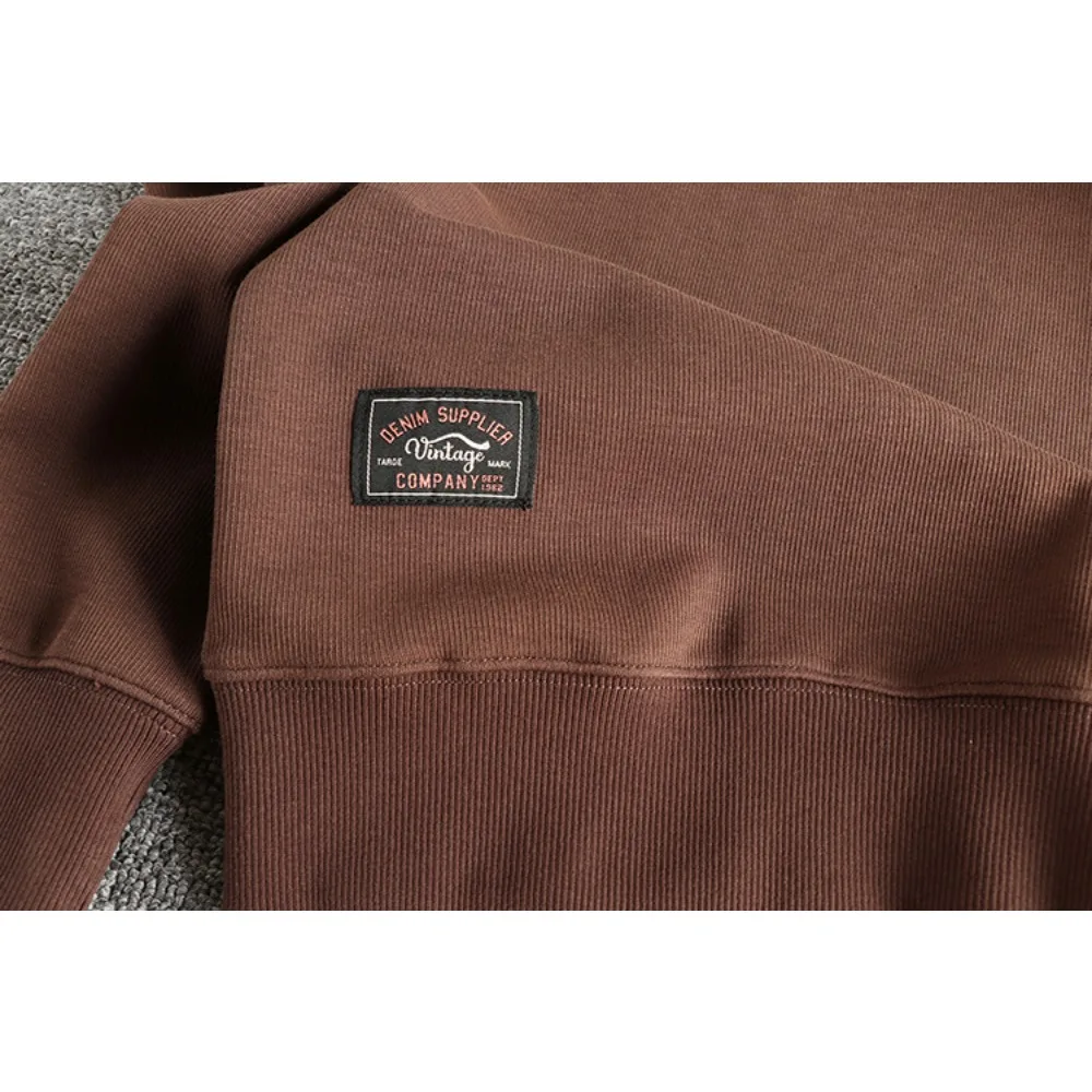 سويت شيرت رجالي ثقيل ورفيع ومريح بياقة نصف مفتوحة لخريف وشتاء، بلوفر متعدد الاستخدامات بأكمام طويلة #6