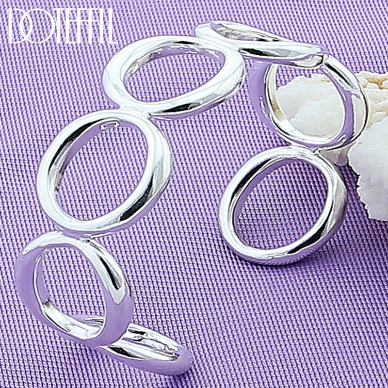 DOTEFFIL 925 srebro okrągłe okrągłe O bransoletka bransoletka dla kobiety mężczyzna ślub zaręczyny moda urok Party biżuteria