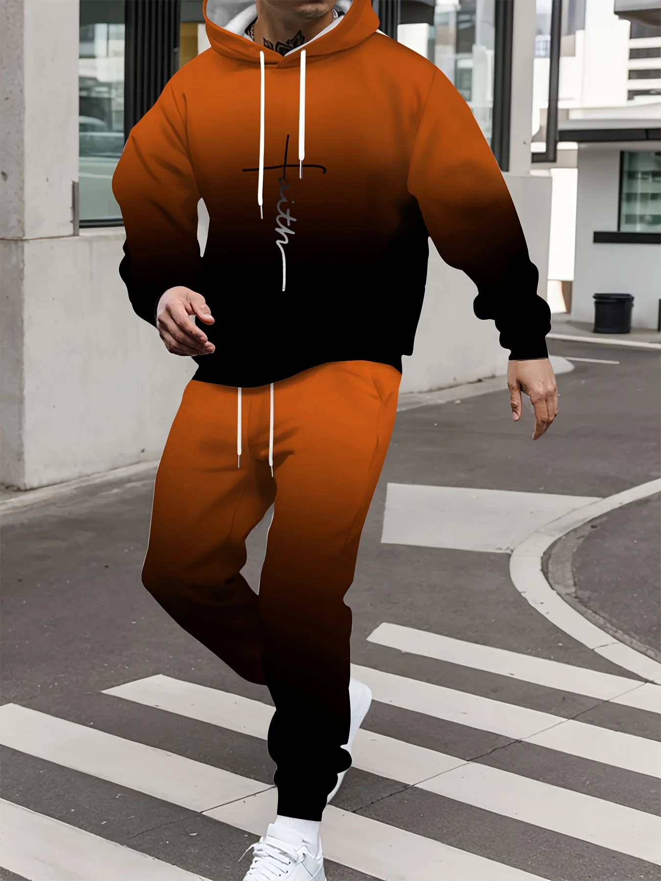 

Осенне-зимний мужской комплект с капюшоном, мужской комфортный комплект с капюшоном, мужской повседневный комплект, мужской градиентный комплект, быстросохнущий и дышащий комплект с капюшоном