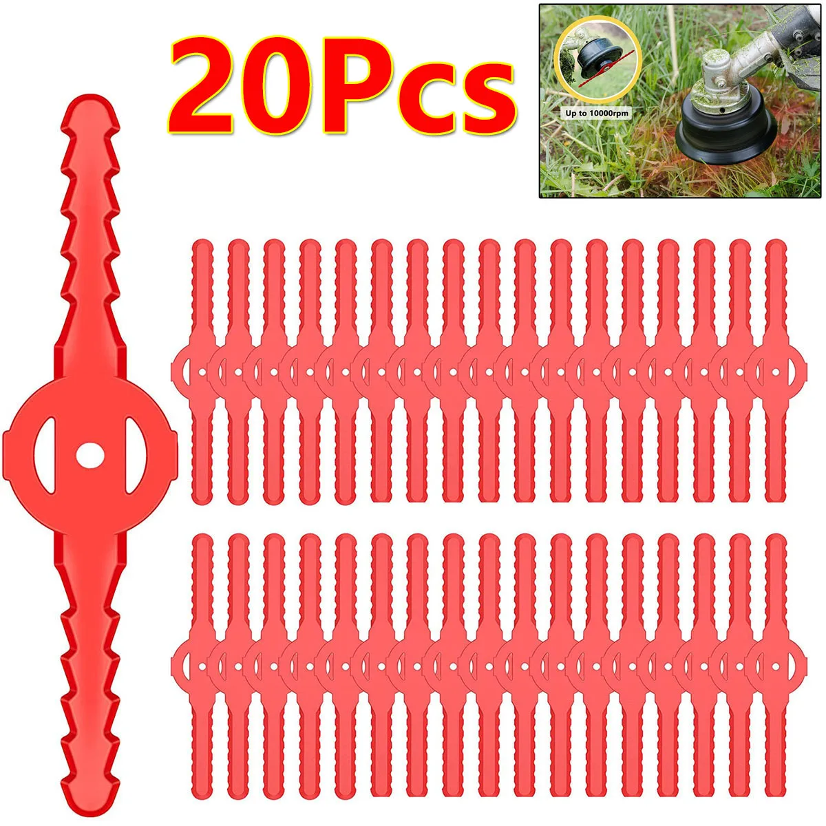 

20x Red Plastic Brush Cutter Blades For Lawn Mower Electric Cordless Grass Trimmer Brush Tool Garden Cutting Blade Brushcutter