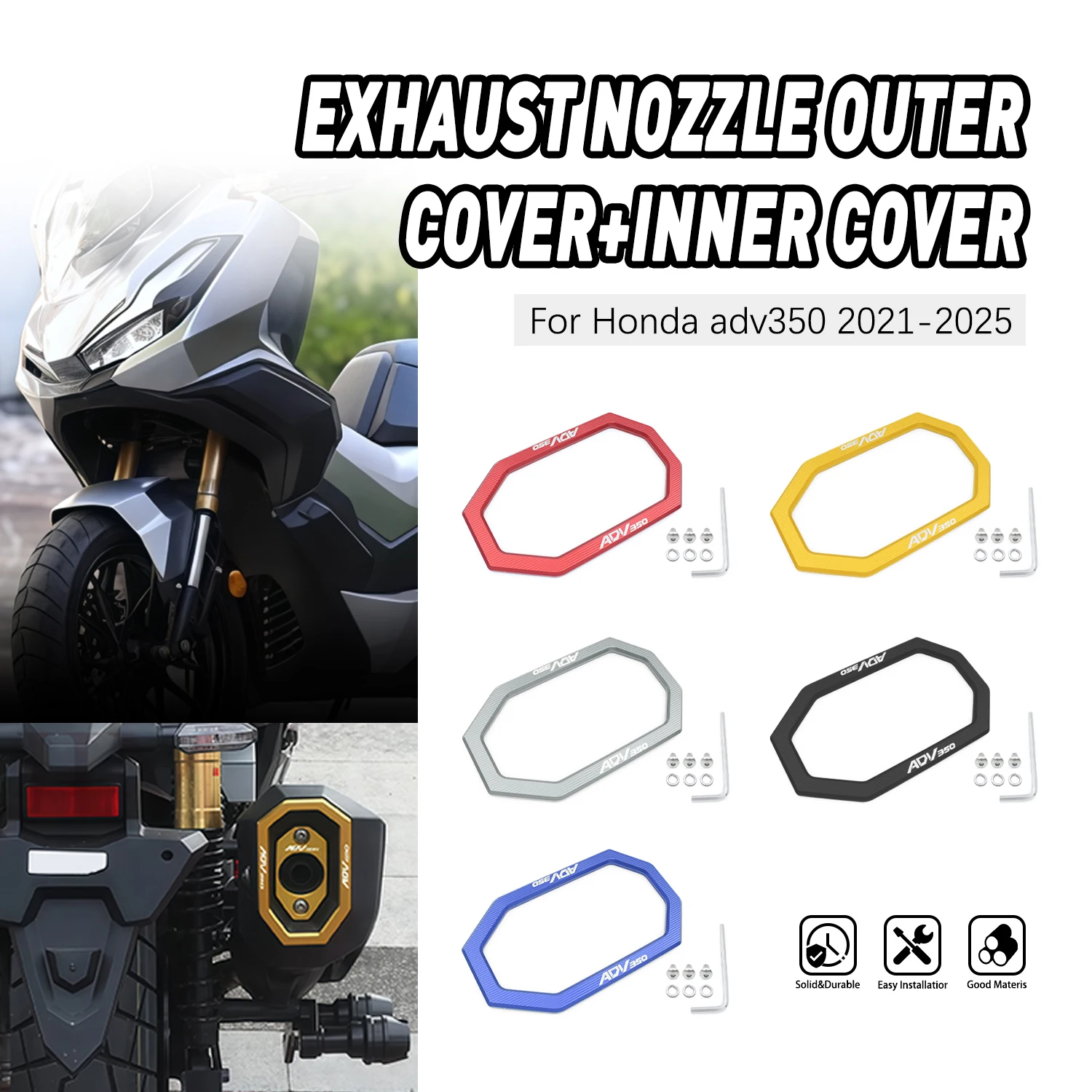 

Exhaust side cover Aluminum Protective Cover Set For HONDA ADV350 ADV 350 2021 2022 2023 2024 2025 Motorcycle Parts