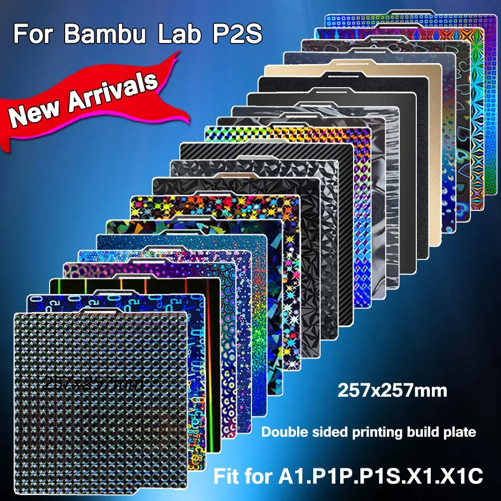 

For Bambu Lab P2S Build Plate PEI Textured PET Smooth Spring Steel Sheet For Bambulab P2S A1 P1P X1 Carbon Bed 3D Printer Parts