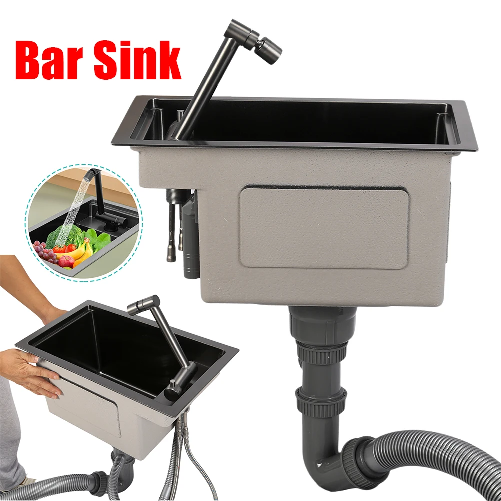

16.9 X 9.8 X 8.7 Inch Small Kitchen Sink Undermount Single Bowl Sink with Faucet 304 Stainless Steel for Outdoor Camper Prep Use