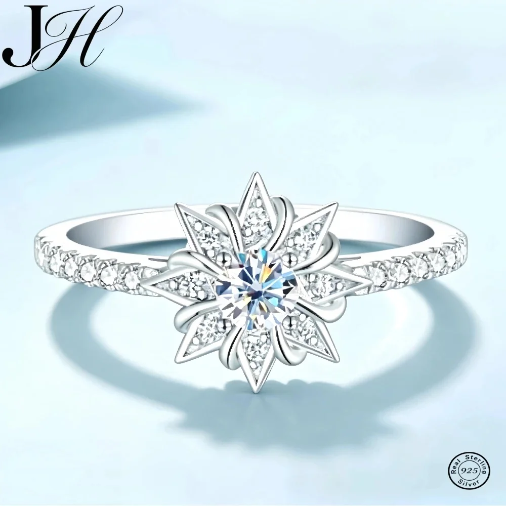 JH 0.3CT Moissanite 925 Silver Ring for Women D Color Shining Moissanite Gemstone Engagement Ring Fine Jewelry Diamond