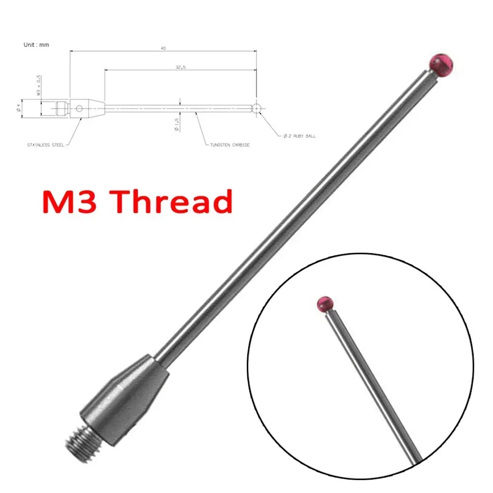 

A-5003-0053 CMM сенсорный зонд, резьбовой зонд, стилус, шариковый наконечник 2 мм, длина 40 мм, аксессуары для поверхностей из тонкого карбида кремния