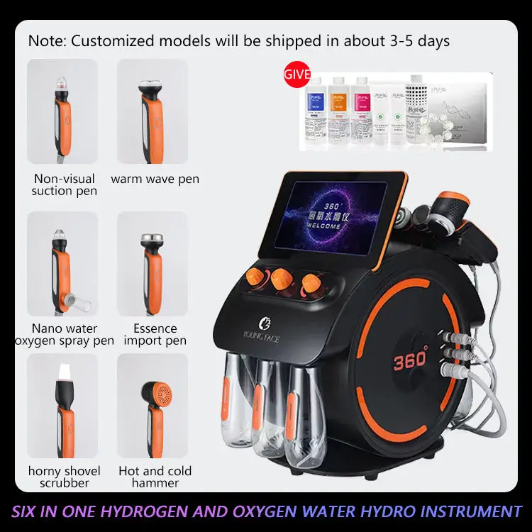 6 In 1 Multi-functional Skin Care Deep Cleansing Facial Machine 360 visible hydrogen oxygen water facial care machine