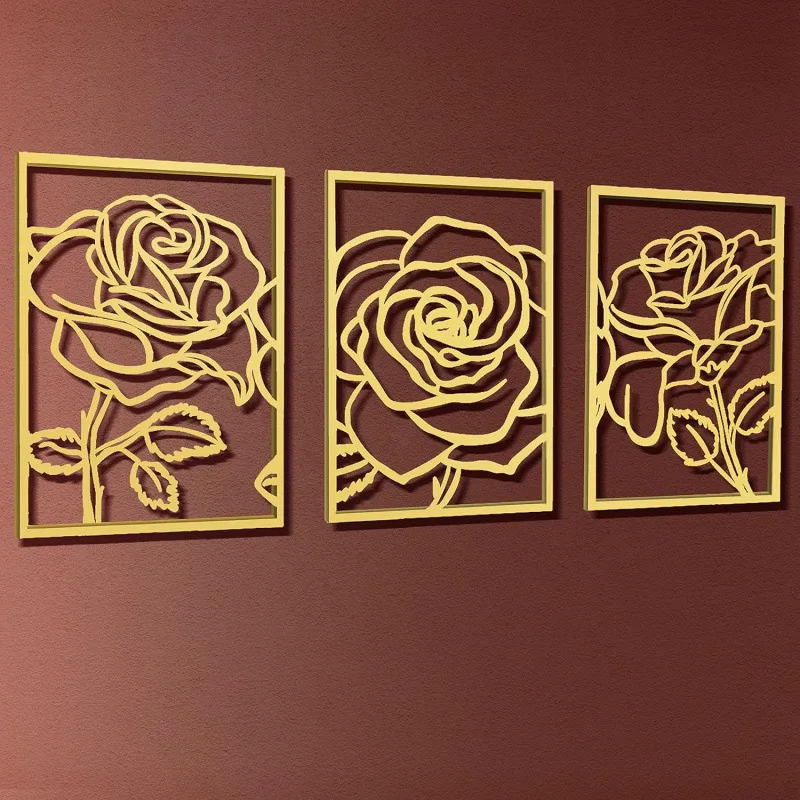

CX Modern Minimalist Rose Wall Painting Flower Wall Carving Gold Wall Decoration