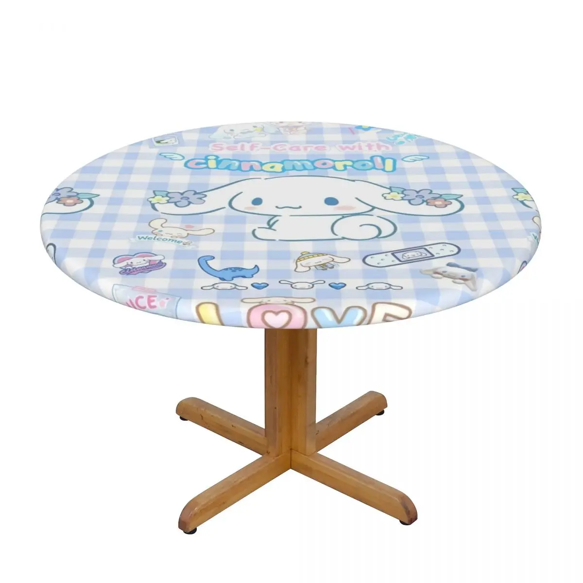 Customized Round Fitted Cinnamoroll Sanrio Cartoon Table Cloth Oilproof Tablecloth 40