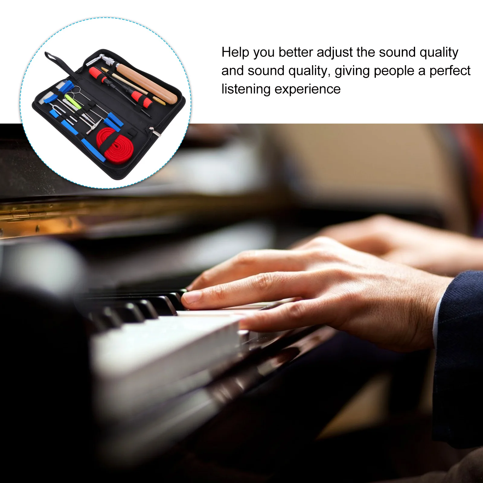 

16 Pcs Piano Tuning Tool Hammer Long Handle Fork Felt Flute Tuner Accessories Wrench Wood Student