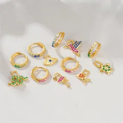 ROXI Bohemia Summer Colorful zircon Drop Earrings for Women 925 Sterling Silver 1PC Hoop Earring Charms Jewelry pendientes plata