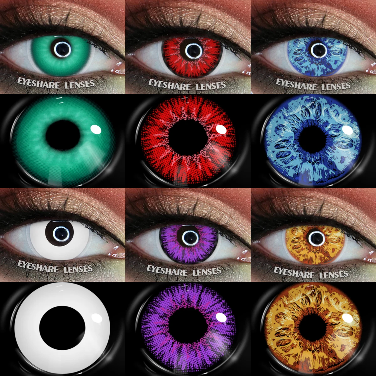 EYESHARE 1pair Halloween Colored Contact Lenses Cosplay White Crazy Contact Lenses Anime Red Eye Lenses Blue Makeup Contact Lens
