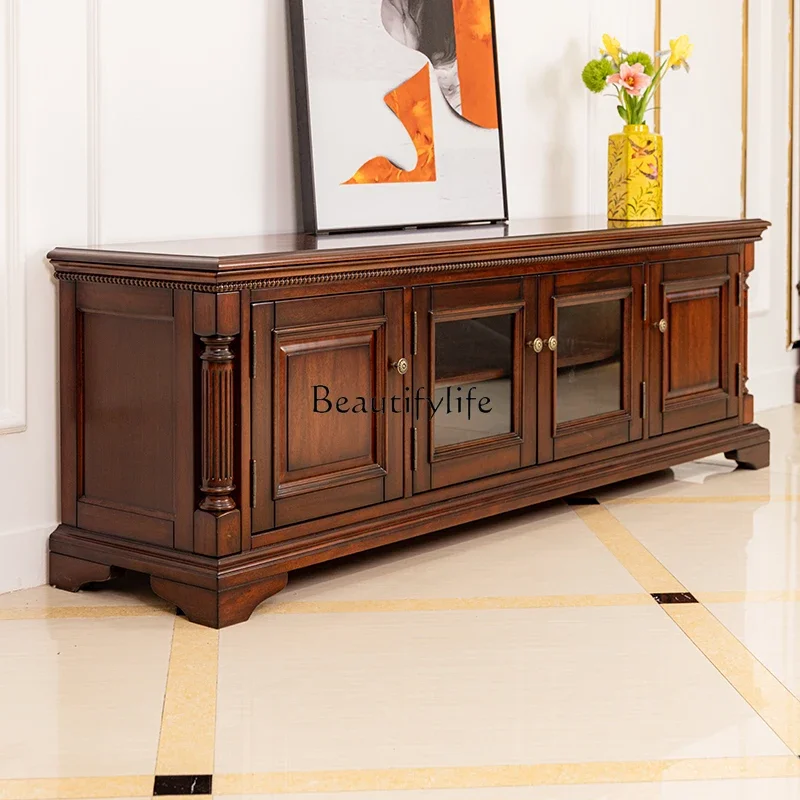 

yj5 American Style Solid Wood TV Cabinet Small Apartment Bedroom Living Room Minimalist Tall TV Cabinet