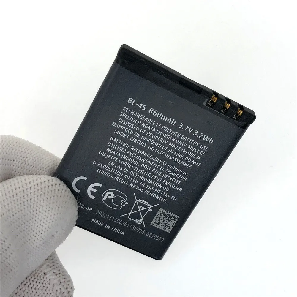 860mAh BL 4S BL-4S Battery For Nokia 1006 2680s 3600s 3602S 6202C 6208c 7020 7100s 7610 X3-02 3710f Rechargeable Battery BL4S