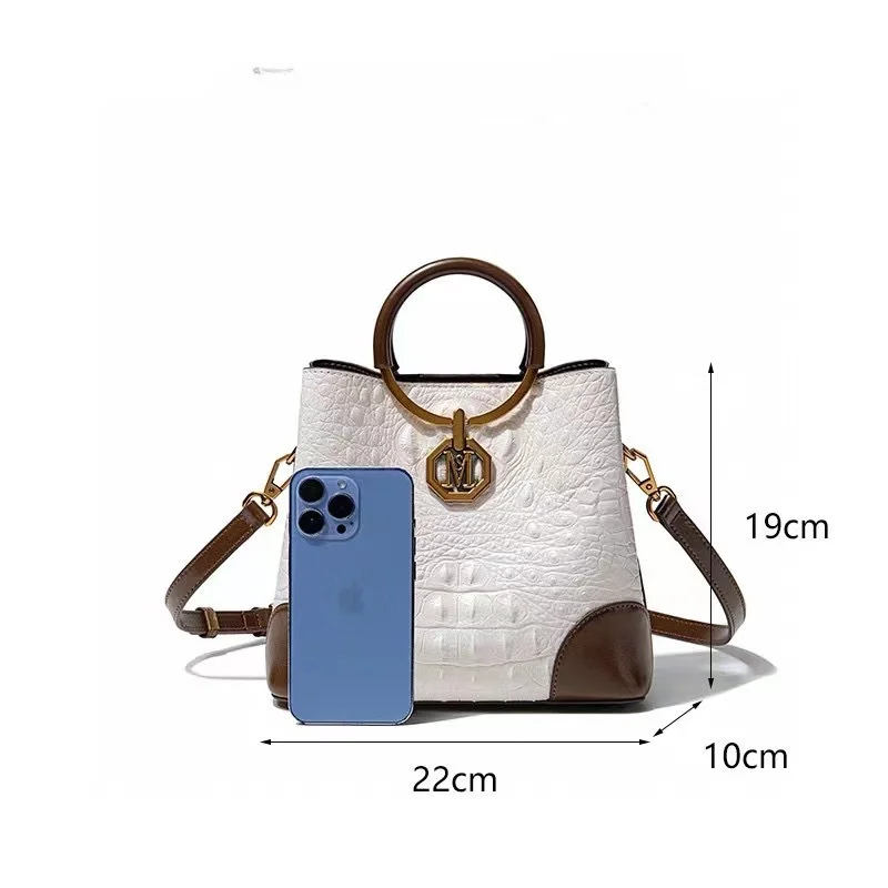 Luxury Brand Fashion Sense Crocodile Pattern Portable Bucket Bag High-quality and Stylish Versatile One Shoulder Crossbody Bag