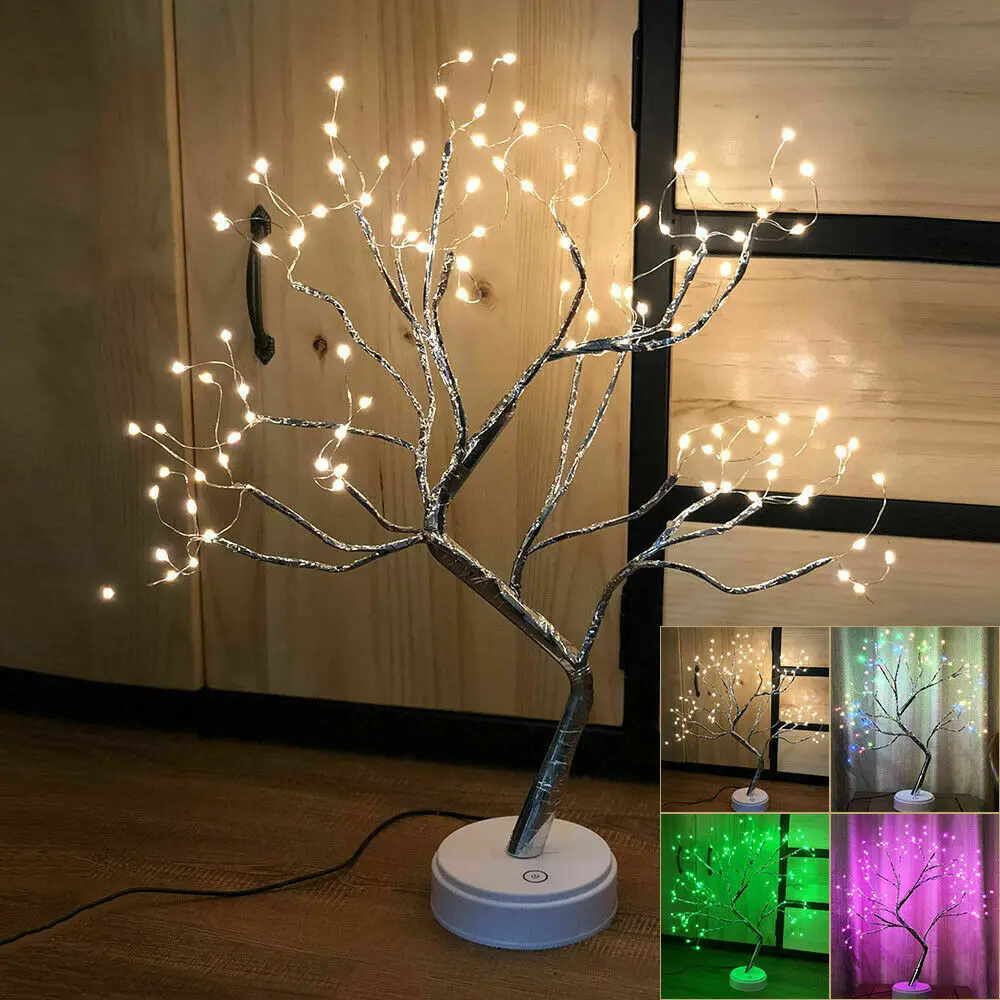 1PC 108 LED Tree Light Warm White Table Copper Wire Garland Lamp Suitable For Home Bedroom Christams Decoration