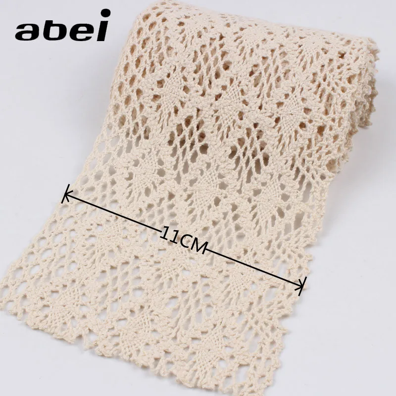 1Yard 11cm Width White Black Beige Cotton Lace Ribbon Sewing Accessories Cotton Fabric Trims Material Curtain Home Texile Edge