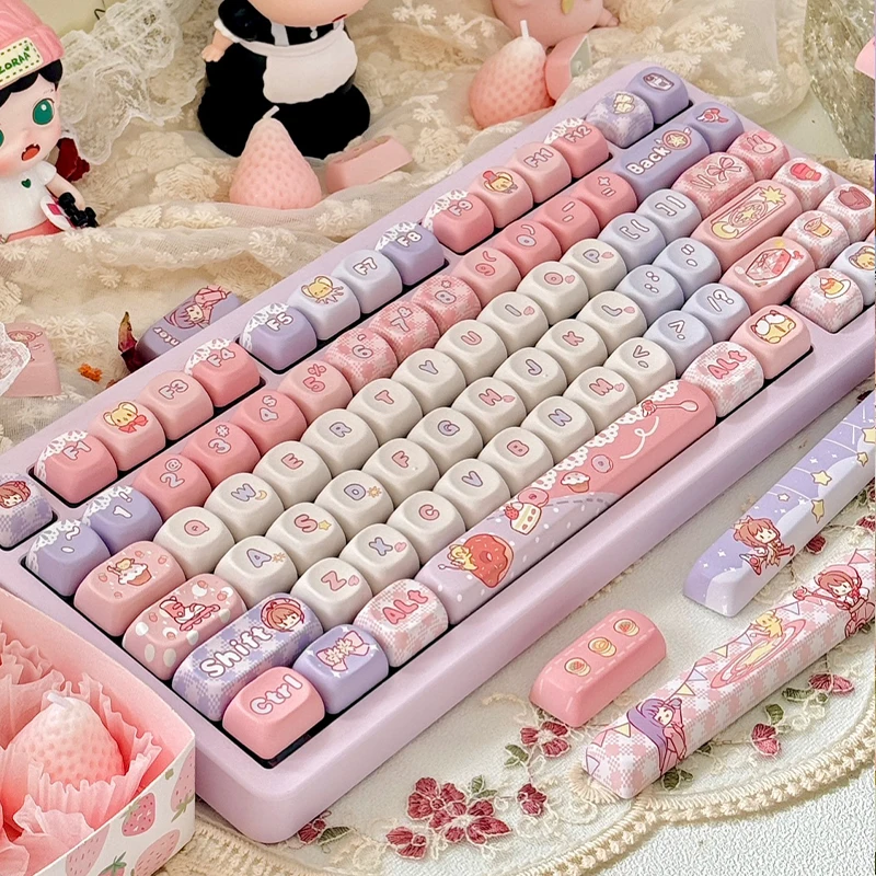 مجموعة غطاء لوحة مفاتيح أنيمي لطيف ، بطاقة كابتور ، موضوع ساكورا ، أغطية مفاتيح Pbt ، ملف شخصي ، مفتاح ، مخصص