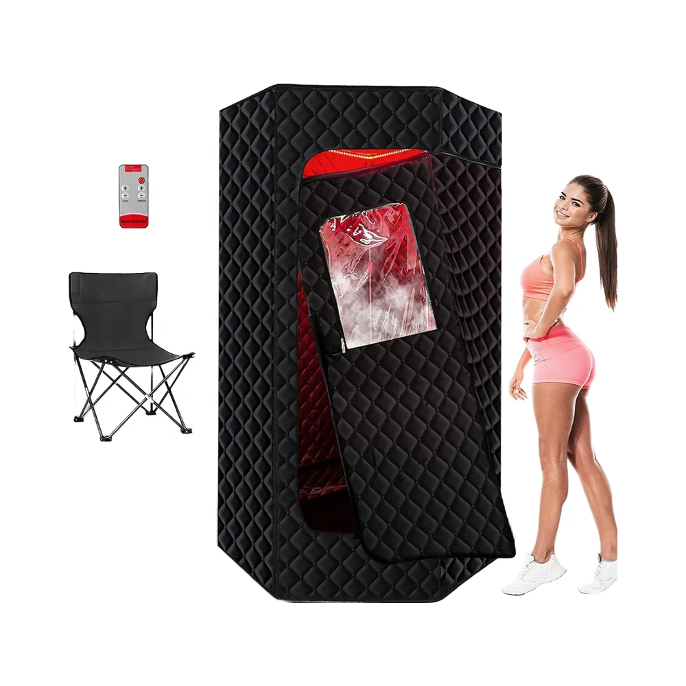

Portable 1200W 3L Capacity Infrared Home Sauna Tent 650nm Red Light Therapy Full Size Hexagonal Folding Chair Modern Apartment