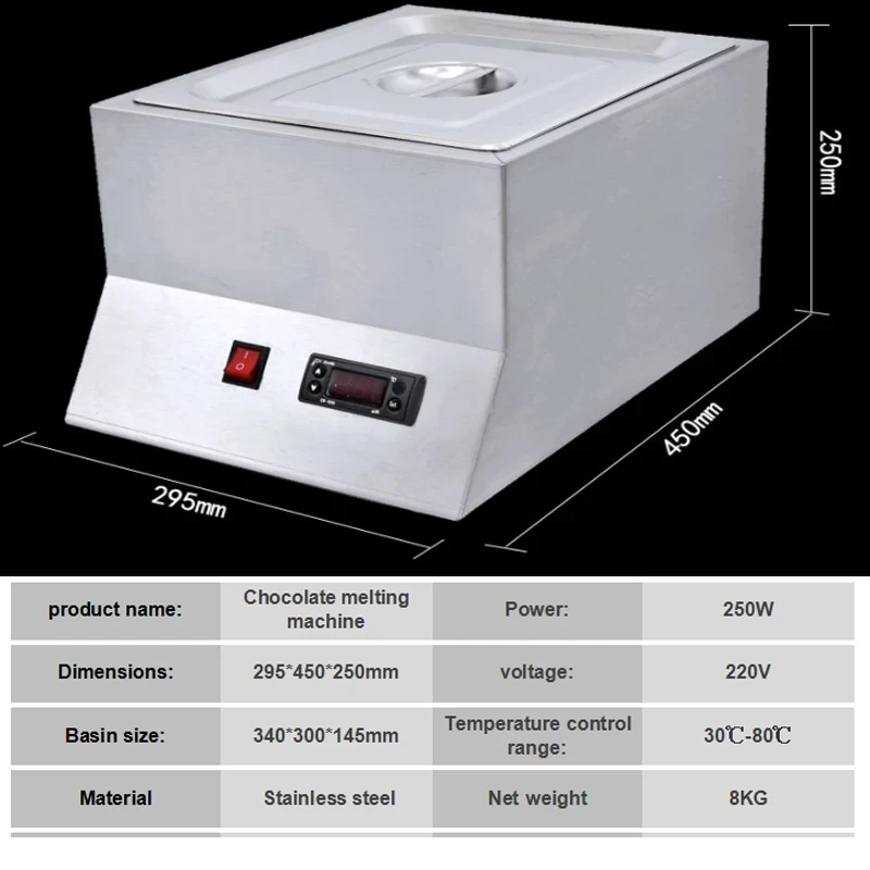 Caramelle elettriche per sciogliere il cioccolato caldo commerciale con scaldasalviette per cioccolato con scaldasalviette per macchina per il riscaldamento del cioccolato 1 reticoli