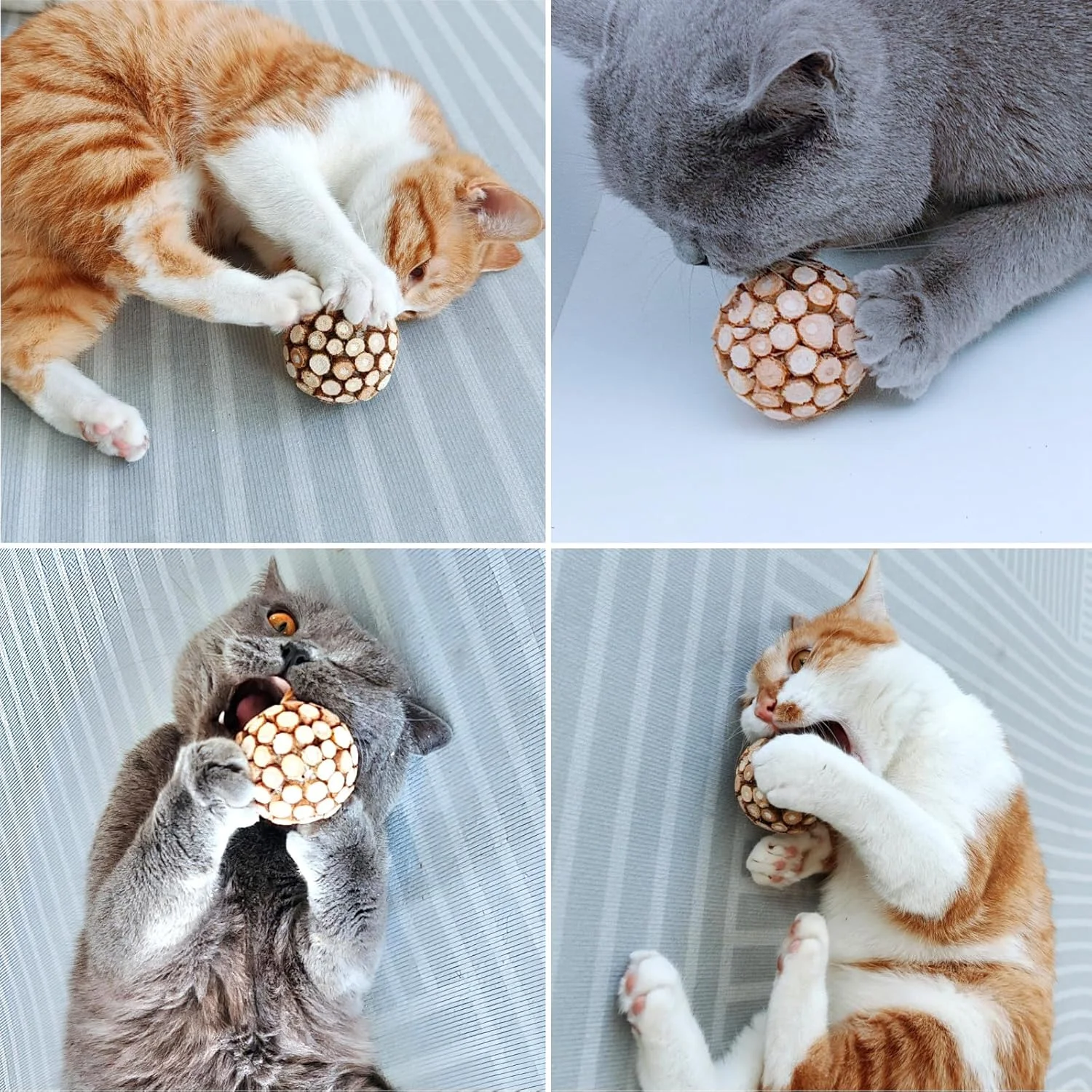 Silvervine Ball und Silvervine Stick Kau-Kombi: Neue Katzenspielzeuge zur Zahnreinigung, entfernen Zahnstein, frischer Atem für Katzen und Kätzchen, Zahnpflegeprodukte – Detail 1