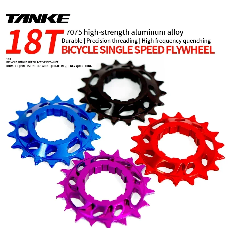 TANKE-Single Speed Flywheel Conversion Kit,18T,Cassette Cog,MTB Road Bike Sprocket for Freewheel Chain,7075 aluminum alloy CNC