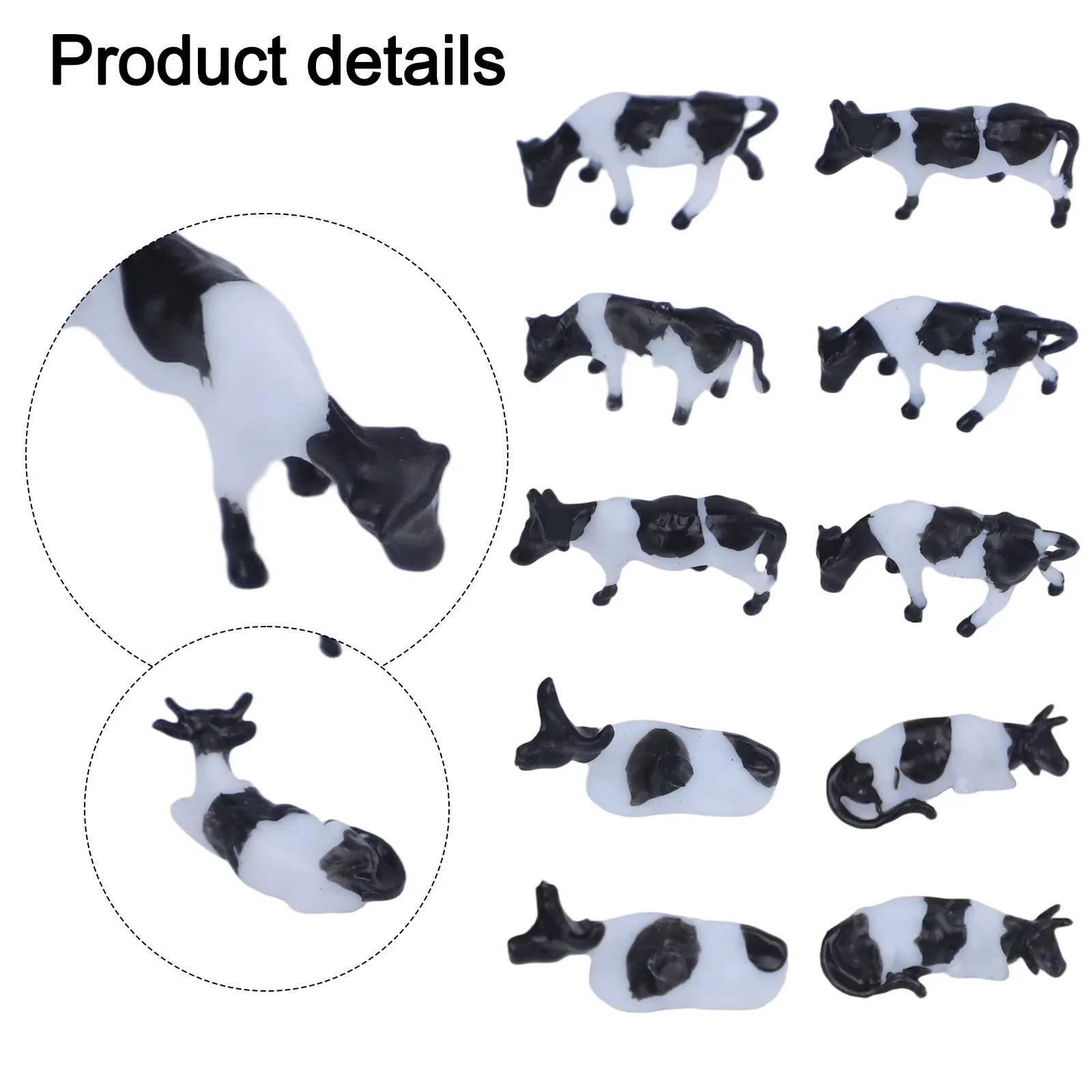 10PCS Realistic 1:87 Scale HO/OO Gauge 00 Black & White Cow Models For Your Model Railway Pack Model DIY Model Accessories