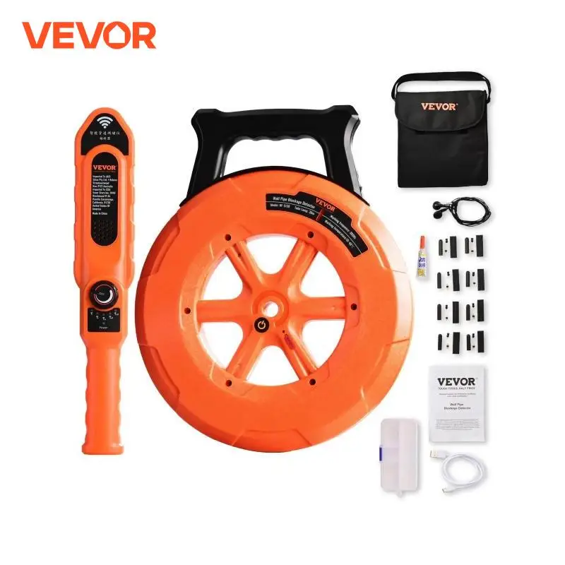 VEVOR Pipe Locators 30m Underground P67 Waterproof Pipe Blockage Detector Sewer Wall Scanner Plumbing Tool for PVC Plastic Metal